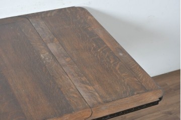 イギリスアンティーク　1930年頃　上手物!!　高級品!!　オーク材　大きなバルボスレッグが存在感を放つドローリーフテーブル　(R-090013)