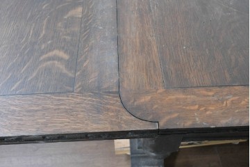 イギリスアンティーク　1930年頃　上手物!!　高級品!!　オーク材　大きなバルボスレッグが存在感を放つドローリーフテーブル　(R-090013)