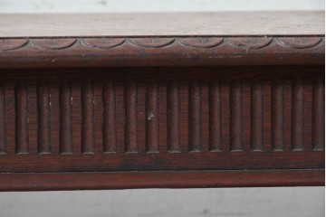 イギリスアンティーク　 1840年から1880年頃　オーク材　花彫刻と縦溝装飾が美しいベンチ　(R-090014)
