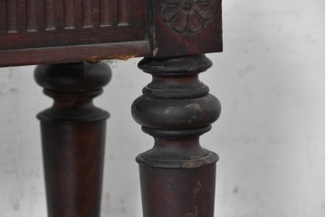 イギリスアンティーク　 1840年から1880年頃　オーク材　花彫刻と縦溝装飾が美しいベンチ　(R-090014)