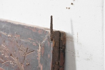 中国アンティーク建具　1920年から1940年頃　青と緑の色ガラスが印象的な両開き窓2枚(1対)セット　(R-090017)