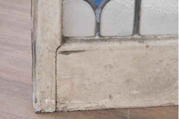 イギリスアンティーク　1920年から1930年頃　「PRIVATE」のレタリングと薔薇が目を引くステンドグラスのFIX窓1枚　(R-090028)
