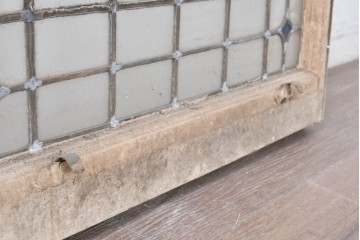 イギリスアンティーク　1920年から1930年頃　「PRIVATE」のレタリングと薔薇が目を引くステンドグラスのFIX窓1枚　(R-090028)