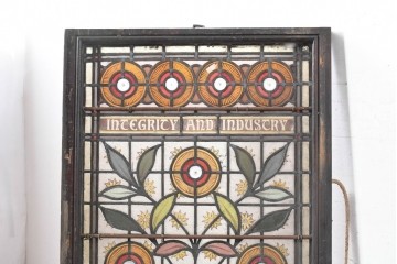 イギリスアンティーク　1900年から1920年頃　繊細な絵付けと色ガラスが魅力的なステンドグラス窓1枚　(R-090030)