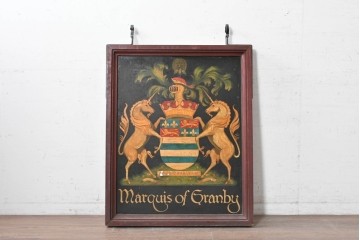【簡易リペア限定品】　イギリスアンティーク　1930年から1940年頃　紋章風意匠とユニコーンが印象的なパブサイン　(R-090032)