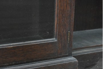 フランスアンティーク　1920年頃　オーク材　クラシカルな佇まいのガラス扉付きブックシェルフ　(R-090035)