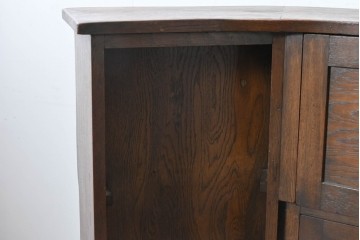 イギリスアンティーク　1940年から1950年頃　オーク材　植物モチーフの彫刻が上品なカウンターテーブル　(R-090037)