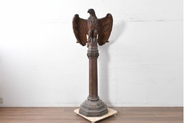 【簡易リペア限定品】　イギリスアンティーク　1870年から1910年頃　激レア!　オーク材　翼を広げた鷲の彫刻が圧巻のレクターン　(R-090038)