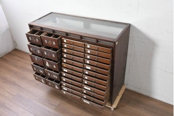 和製アンティーク　希少デザイン　引き出し34杯付き!　カウンターキャビネット　(R-090044)