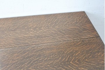 イギリスアンティーク　オーク材　バルボスレッグが目を引くエクステンションテーブル　(R-090049)