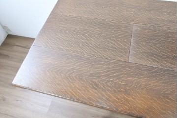 イギリスアンティーク　オーク材　バルボスレッグが目を引くエクステンションテーブル　(R-090049)