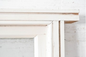 イギリスヴィンテージ建具　1970年頃　白ペイントがさわやかな格子入り上げ下げ窓1枚　(R-090053)