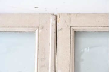 フランスアンティーク　1900年頃　特大!!　伸びやかな草花のエッチングガラスが美しい!　折れ戸と片開き戸の3枚セット　(R-090058)