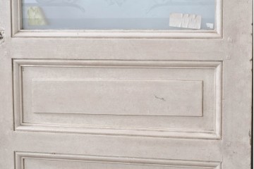 フランスアンティーク　1900年頃　特大!!　伸びやかな草花のエッチングガラスが美しい!　折れ戸と片開き戸の3枚セット　(R-090058)