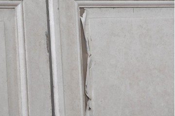 フランスアンティーク　1900年頃　特大!!　伸びやかな草花のエッチングガラスが美しい!　折れ戸と片開き戸の3枚セット　(R-090058)