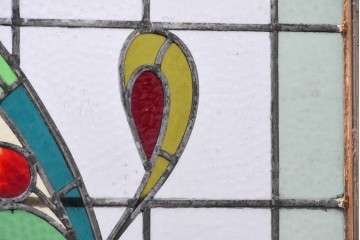 イギリスアンティーク建具　1920年頃　超特大!!　高さ約2.7m　曲線意匠が優美なステンドグラス1枚　(R-090059)