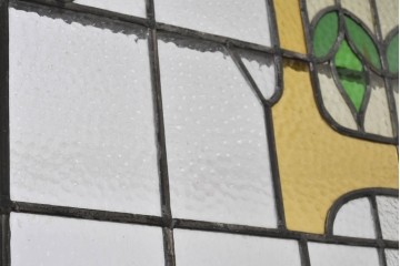 イギリスアンティーク建具　1920年頃　超特大!!　高さ約2.7m　曲線意匠が優美なステンドグラス1枚　(R-090059)