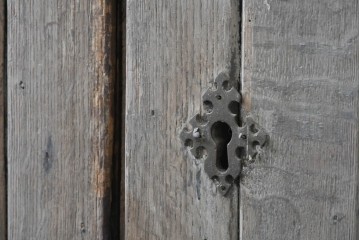 ヨーロッパアンティーク　特大!!　金具の繊細かつ力強い衣装が魅力の両開きドア　(R-090071)