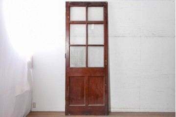 イギリスアンティーク建具　1940年頃　高さ約2.5m　型ガラスがアクセントを添える引き戸1枚　(R-090072)