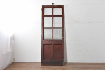 イギリスアンティーク建具　1940年頃　高さ約2.5m　型ガラスがアクセントを添える引き戸1枚　(R-090075)