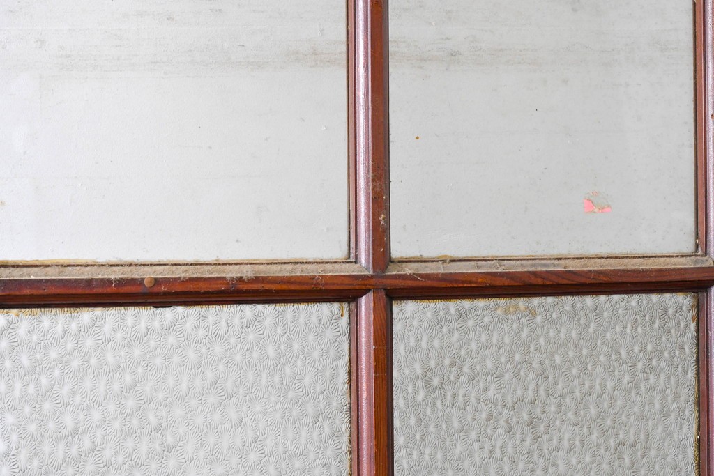 イギリスアンティーク建具　1940年頃　高さ約2.5m　型ガラスがアクセントを添える引き戸1枚　(R-090076)