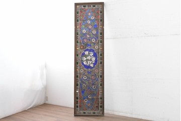 イギリスアンティーク　1900年頃　特大!!　幅約2.5m　エナメル彩色　広がる花々の意匠を描いたステンドグラス1枚　(R-090079)