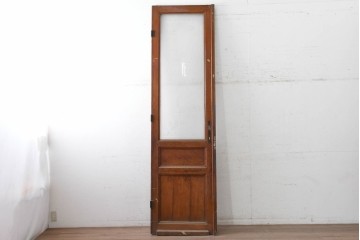 イギリスアンティーク　1920年頃　特大!!　高さ約2.7m　花瓶に生けた草花を繊細に描いたエッチングガラス入りドア1枚　(R-090080)