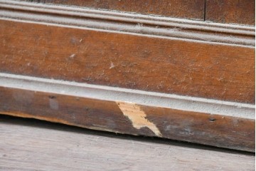 イギリスアンティーク　1920年頃　特大!!　高さ約2.7m　花瓶に生けた草花を繊細に描いたエッチングガラス入りドア1枚　(R-090080)