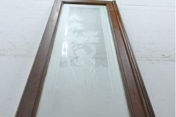 イギリスアンティーク　1920年頃　特大!!　高さ約2.7m　妖精のような女性と小鳥を描いたエッチングガラス入りドア1枚　(R-090081)