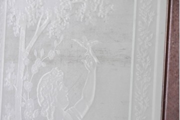 イギリスアンティーク　1920年頃　特大!!　高さ約2.7m　妖精のような女性と小鳥を描いたエッチングガラス入りドア1枚　(R-090081)