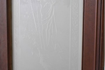 イギリスアンティーク　1920年頃　特大!!　高さ約2.7m　妖精のような女性と小鳥を描いたエッチングガラス入りドア1枚　(R-090081)