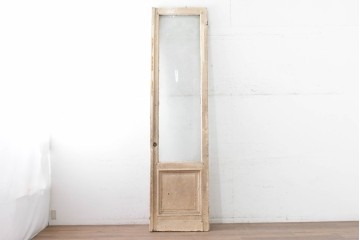 フランスアンティーク　1900年から1920年頃　特大!!　高さ約3m　花器から広がる草花のエッチング模様が印象的なドア1枚　(R-090083)