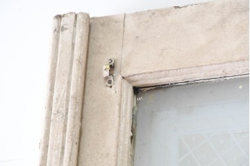 フランスアンティーク　1900年から1920年頃　特大!!　高さ約3m　花器から広がる草花のエッチング模様が印象的なドア1枚　(R-090083)