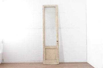フランスアンティーク　1900年から1920年頃　特大!!　高さ約3m　花器から広がる草花のエッチング模様が印象的なドア1枚　(R-090083)