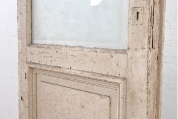 フランスアンティーク　1900年から1920年頃　特大!!　高さ約3m　花器から広がる草花のエッチング模様が印象的なドア1枚　(R-090083)