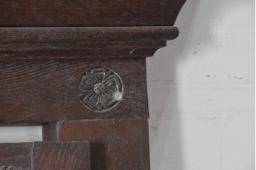 イギリスアンティーク建具　オーク材　教会で使われた重厚感のある枠付きドア1枚　(R-090085)