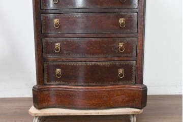 中古　MAITLAND SMITH(メートランドスミス)　レザー張り　曲線とクラシカルな意匠が上品なチェスト　定価約120万円　(R-090086)