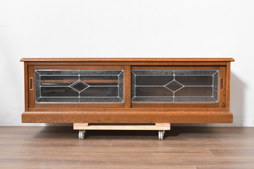 中古　美品　三越家具　COUNTRY HOUSE(カントリーハウス)　 Brugge(ブルージュ)　ステンドグラス扉が美しいテレビボード　(R-090087)