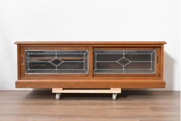 中古　美品　三越家具　COUNTRY HOUSE(カントリーハウス)　 Brugge(ブルージュ)　ステンドグラス扉が美しいテレビボード　(R-090087)