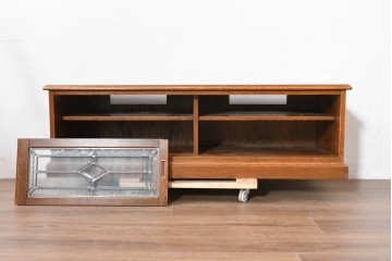 中古　美品　三越家具　COUNTRY HOUSE(カントリーハウス)　 Brugge(ブルージュ)　ステンドグラス扉が美しいテレビボード　(R-090087)