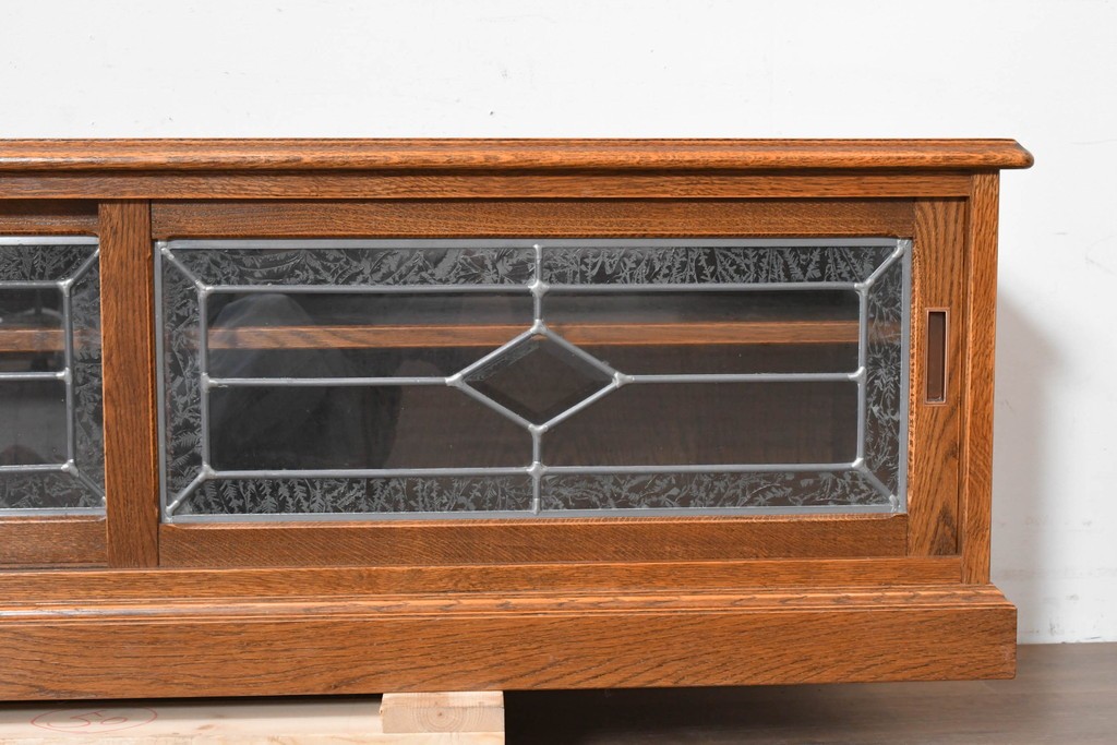 中古　美品　三越家具　COUNTRY HOUSE(カントリーハウス)　 Brugge(ブルージュ)　ステンドグラス扉が美しいテレビボード　(R-090087)