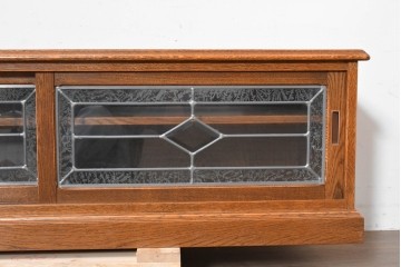 中古　美品　三越家具　COUNTRY HOUSE(カントリーハウス)　 Brugge(ブルージュ)　ステンドグラス扉が美しいテレビボード　(R-090087)
