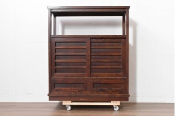 中古　美品　北海道民芸家具　HM105　和の空間に合うシンプルモダンな茶棚　定価約23万円　(R-090090)