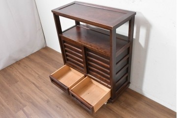 中古　美品　北海道民芸家具　HM105　和の空間に合うシンプルモダンな茶棚　定価約23万円　(R-090090)