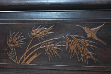 和製ヴィンテージ　1980年頃　 花梨(カリン)材 　四君子の象嵌が美しい唐木衝立　(R-090091)