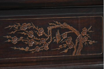 和製ヴィンテージ　1980年頃　 花梨(カリン)材 　四君子の象嵌が美しい唐木衝立　(R-090091)