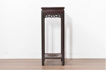 和製ヴィンテージ　1990年頃　花梨(カリン)材　唐草文の透かし彫りが美しい唐木花台　(R-090092)