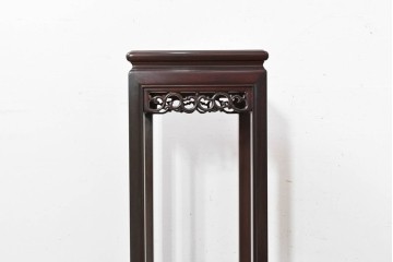 和製ヴィンテージ　1990年頃　花梨(カリン)材　唐草文の透かし彫りが美しい唐木花台　(R-090092)