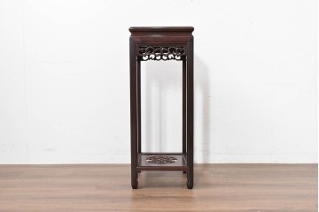 和製ヴィンテージ　1990年頃　花梨(カリン)材　唐草文の透かし彫りが美しい唐木花台　(R-090092)