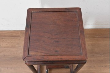 和製アンティーク　1940年頃　花梨(カリン)材　端正な直線美が魅力の花台　(R-090093)